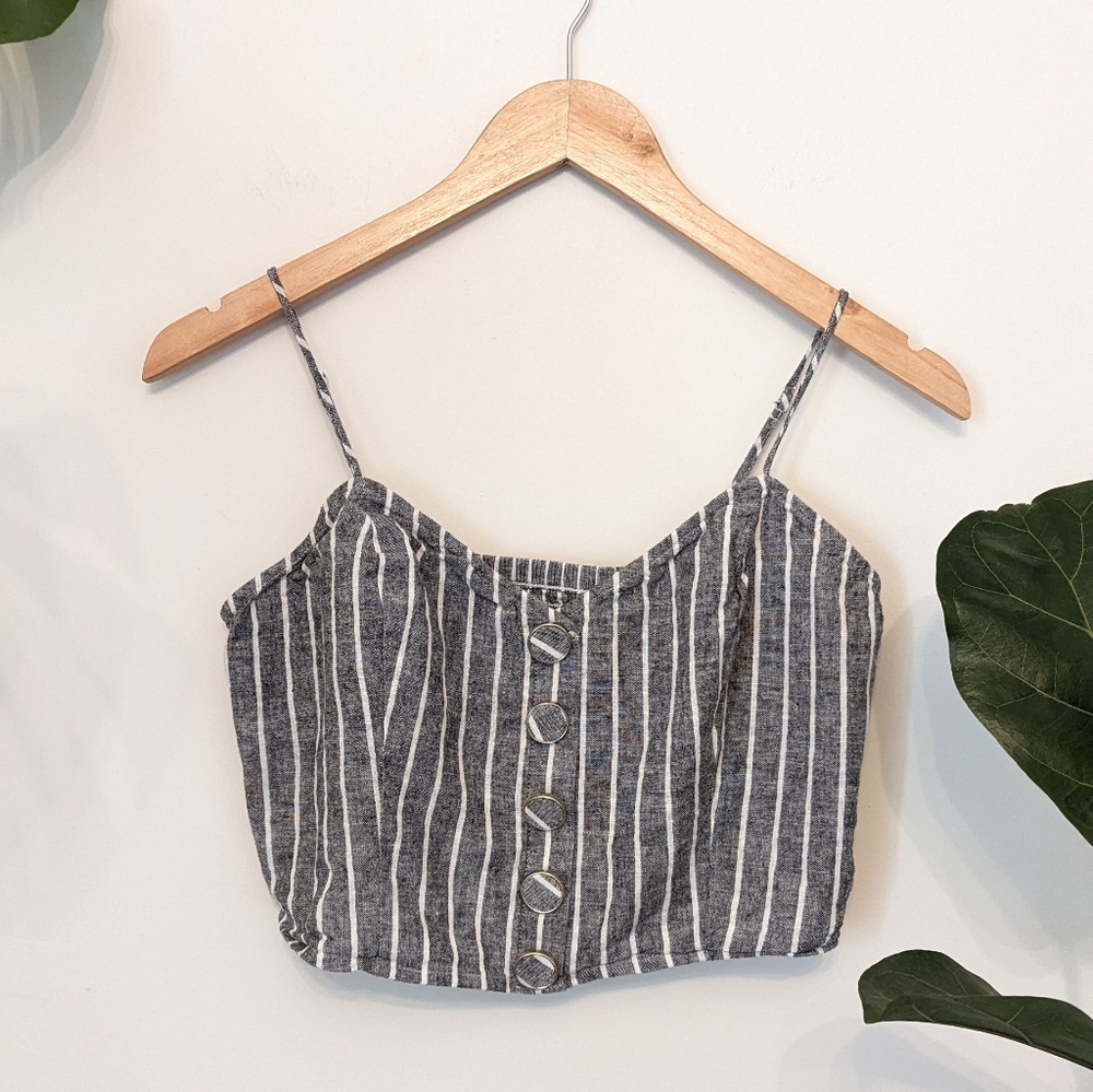 Express | Striped Button Crop Top